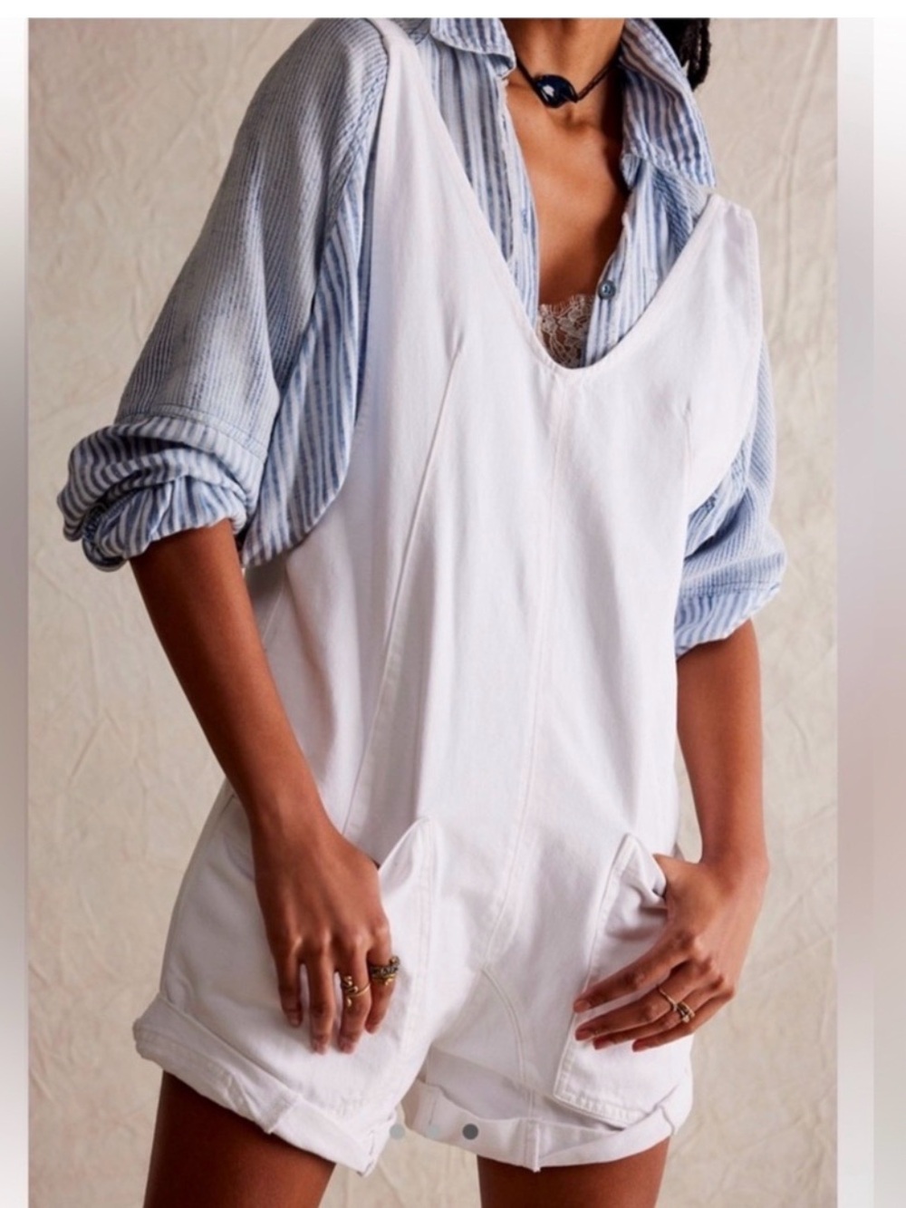 We The Free High Roller Shortalls | NWT | White size Large